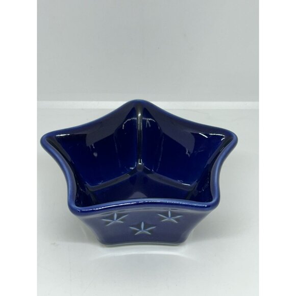 VTG Longaberger American Eagle Cobalt Blue Star Bowl | Divided Candy Nut Dish - Picture 5 of 7